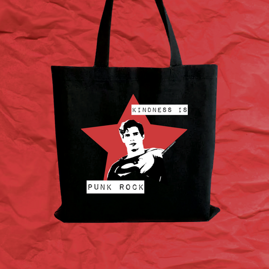 “kindness is punk rock” tote bag
